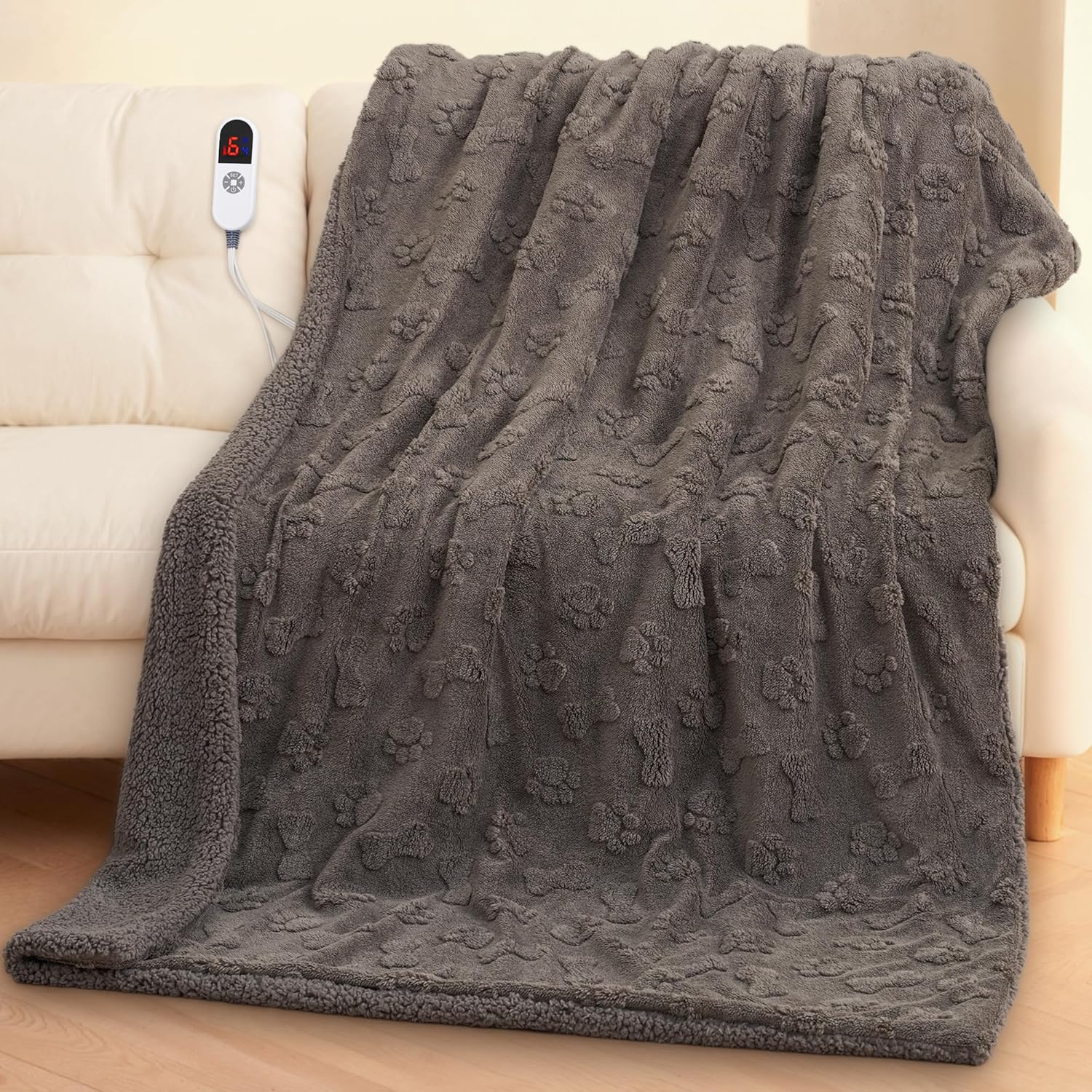 Curecure heated throw blanket for dog lovers front view