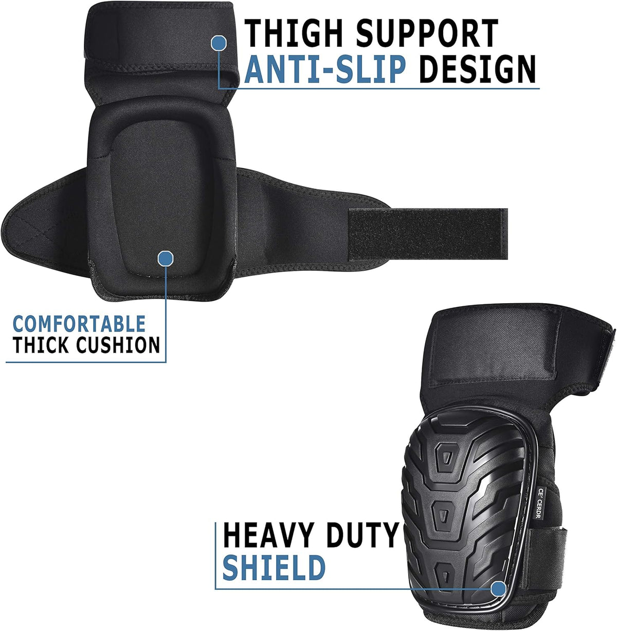 CE' CERDR construction knee pads interior gel cushioning layer