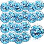 Zhanmai mini glitter beach balls front view showcasing clear blue design for pool party decorations