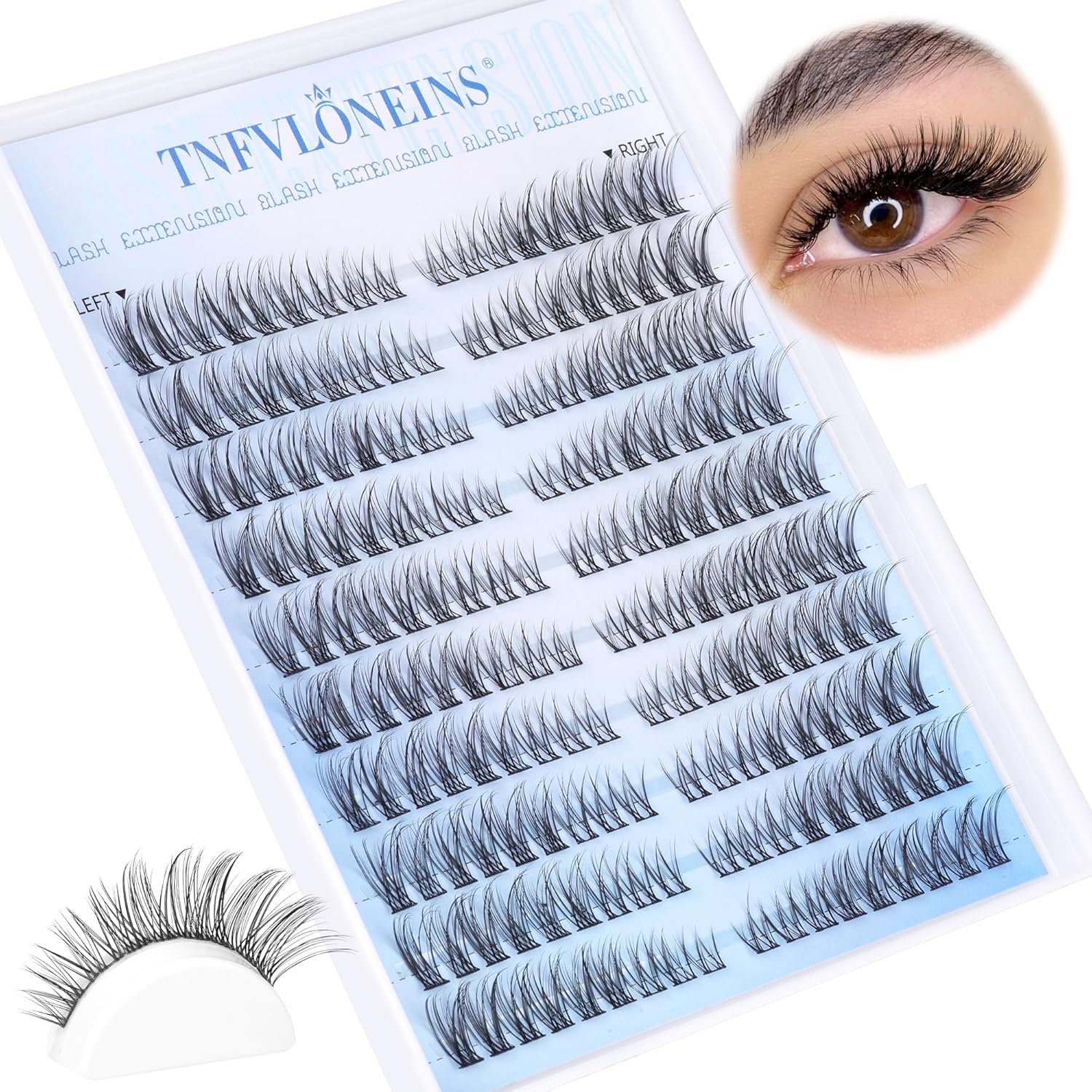 Natural Lash Clusters Wispy Cluster Eyelash Extensions Left&Right Cluster Lashes C Curl Individual Lashes Extension DIY Natural Eye Lash Clusters by TNFVLONEINS - Image 1