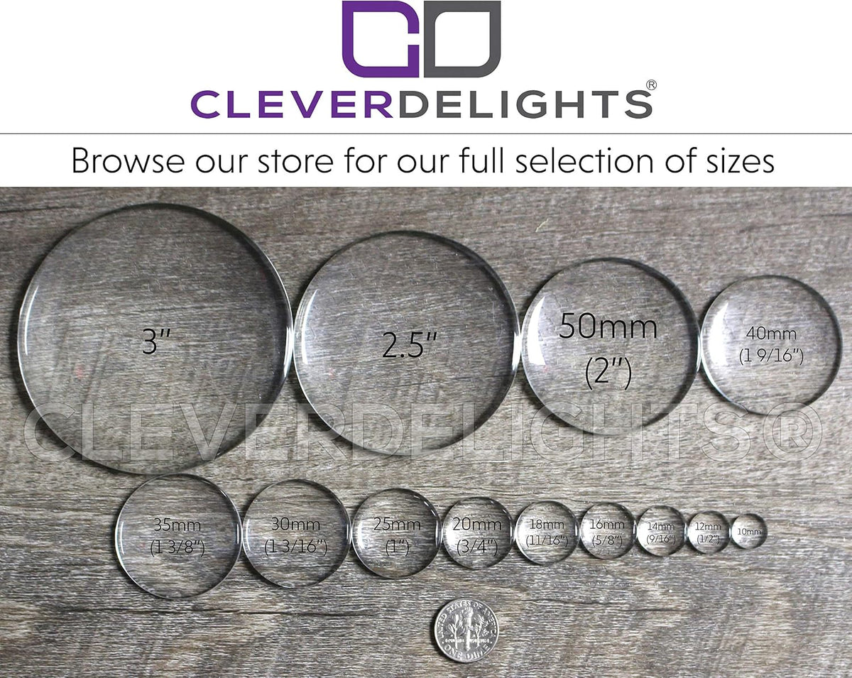 CleverDelights 40mm glass cabochons flat back design