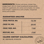 Vital Essentials grain free chicken cat food ingredients and nutritional panel
