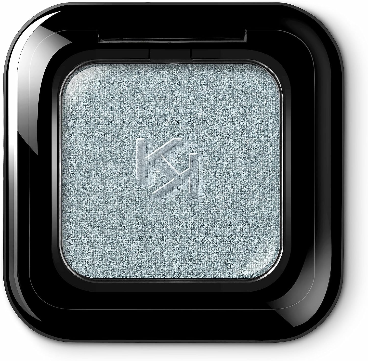 KIKO Milano High Pigment Eyeshadow front view showing metallic sky blue powder and embossed logo.