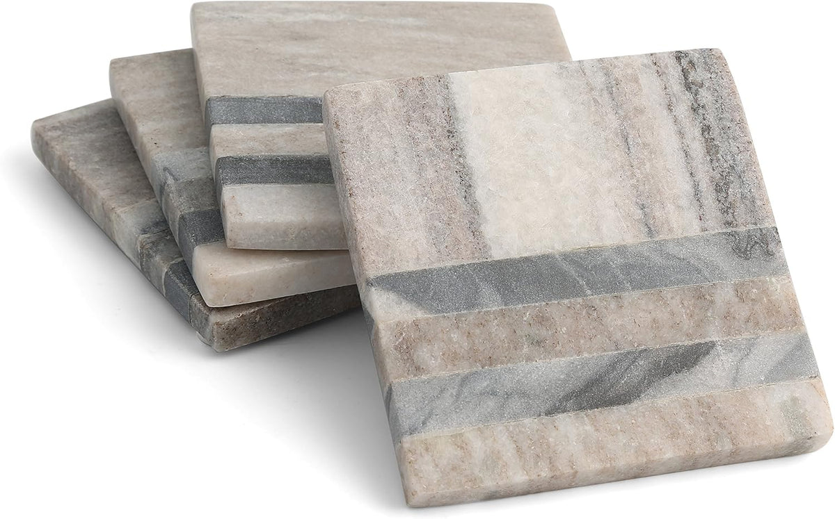 Thirstystone 4 Pack Natural Marble Square Coasters with Protective Cork Backing, Elegant, Luxourious, Easily Wipes Clean - Image 9