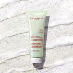 Clarins facial cleanser lifestyle application shot