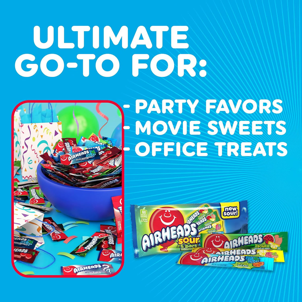 Airheads sour lemon berry squeeze chewy taffy bar isolated studio shot