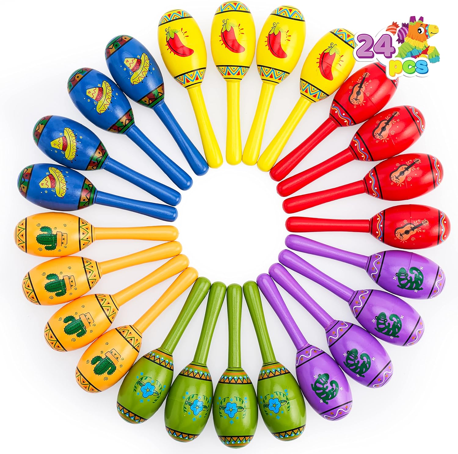 Joyin 24 mini wooden maracas front view