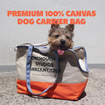 Top view of Monchouchou canvas pet carrier with flat support base