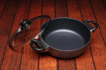 Swiss Diamond 3.2 quart casserole with glass lid angle view