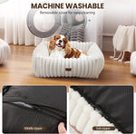Close up of soft imitation rabbit fur texture on Warmrest dog bed