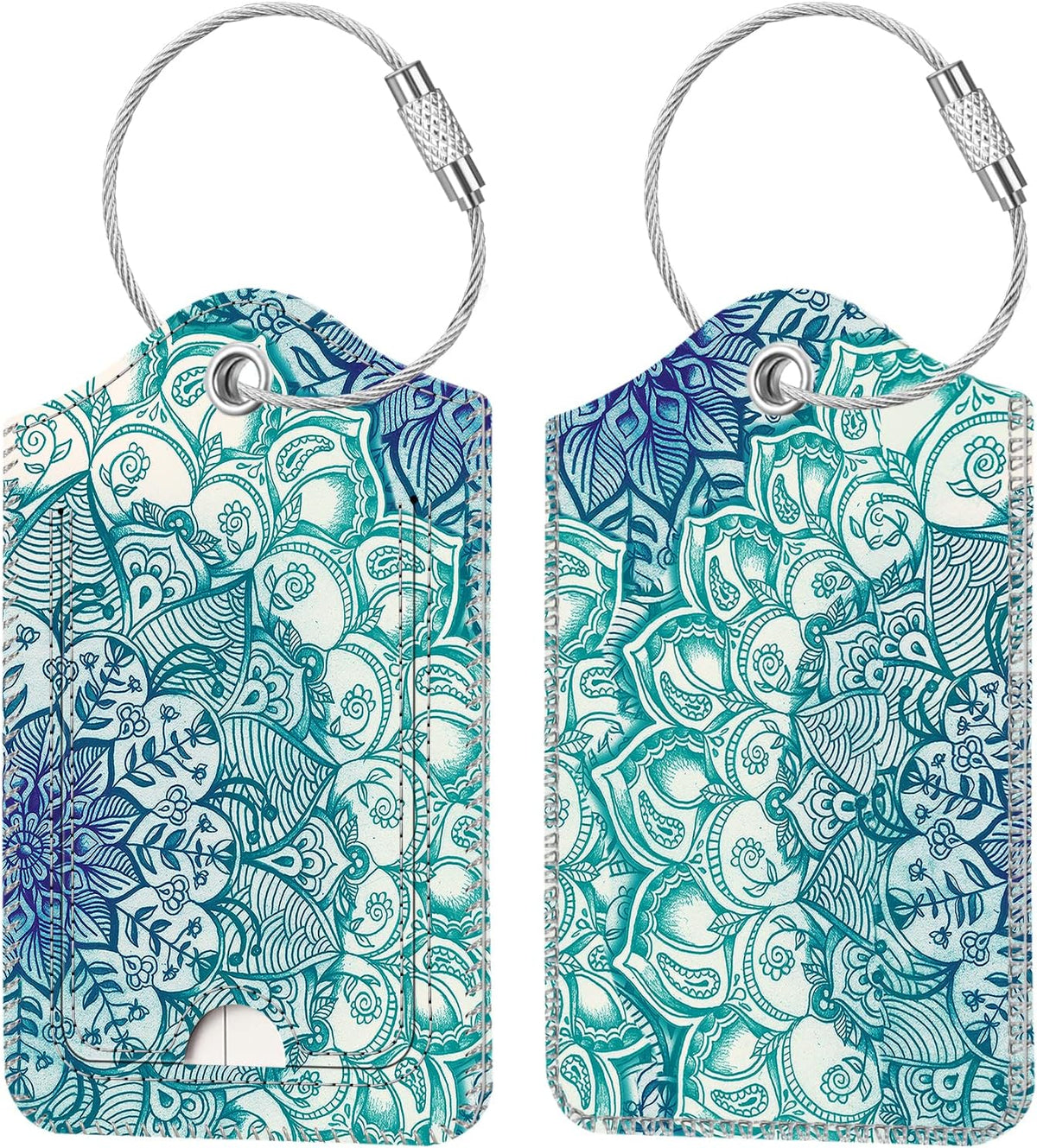 Fintie Luggage Tags Privacy Cover ID Label for Travel Bag Suitcase | with Stainless Steel Loop and Address Card, Starry Night, Agate Hexagons - Image 15