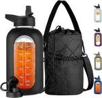 Civago glass water bottle front view with silicone sleeve