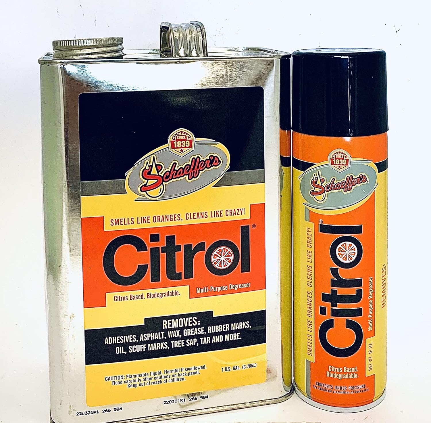 Schaeffer Manufacturing Company Citrol 266 industrial citrus degreaser front view showing one gallon jug and aerosol can