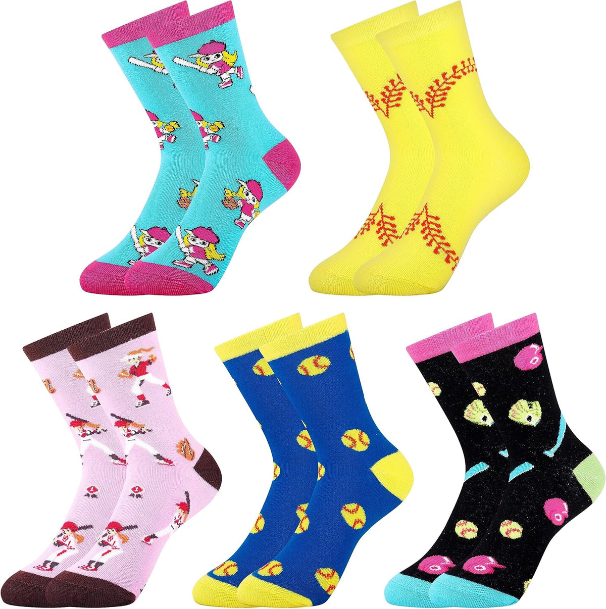 Belloxis Funny Athletic Socks 5Pcs, Multi-Sport Gifts for 8-12 Boys Girl | Cotton Socks, Basketball, Baseball, Soccer, Hockey Crew Socks for Boys Girl Gifts - Image 11