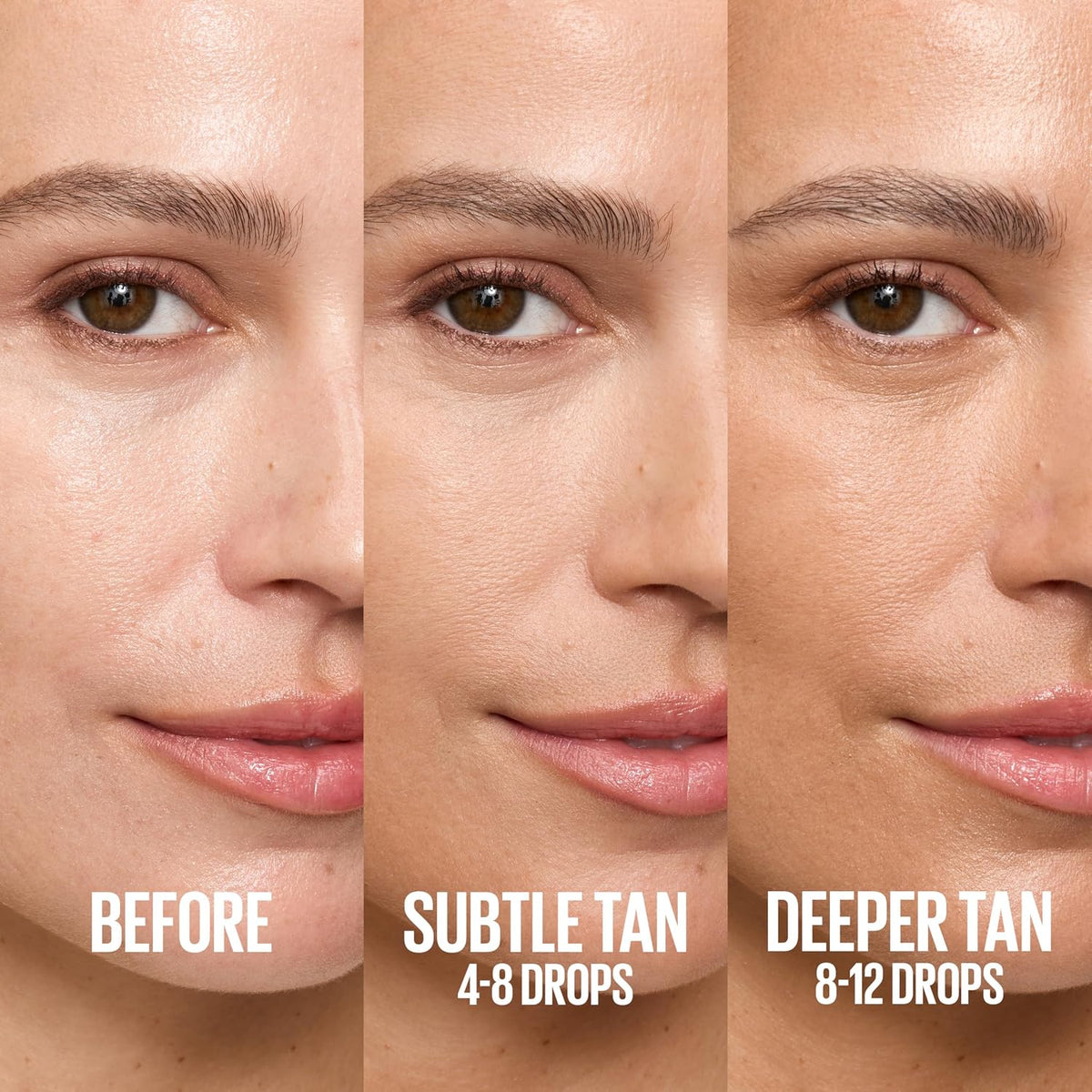 Maybelline self-tanning drops dropper application showing liquid texture