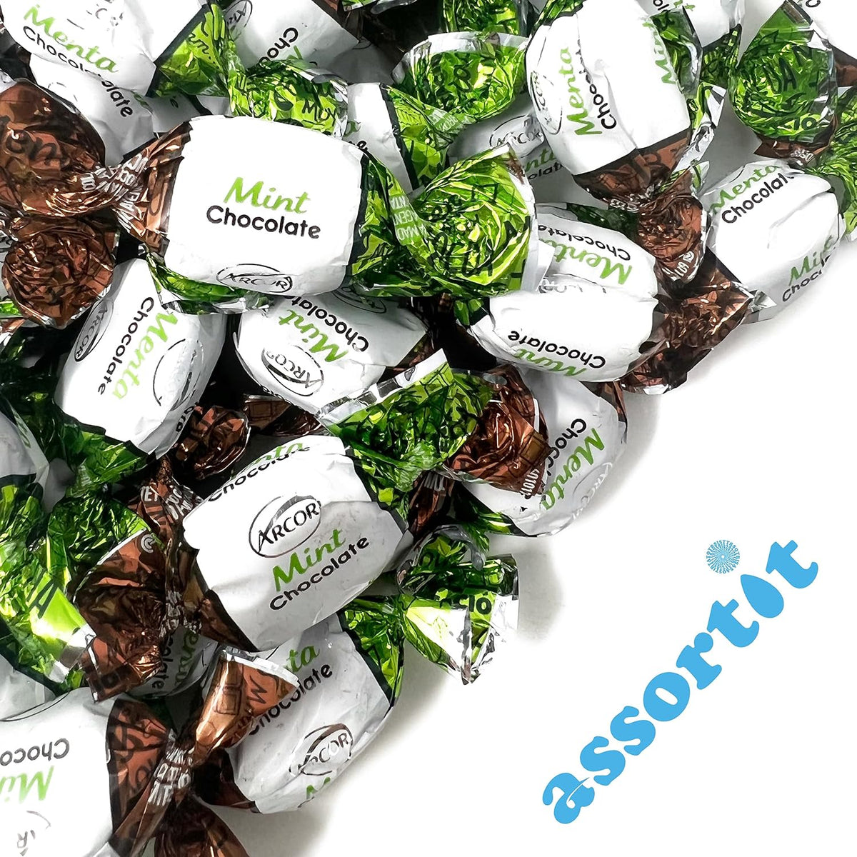 Bowl filled with refreshing chocolate center mints