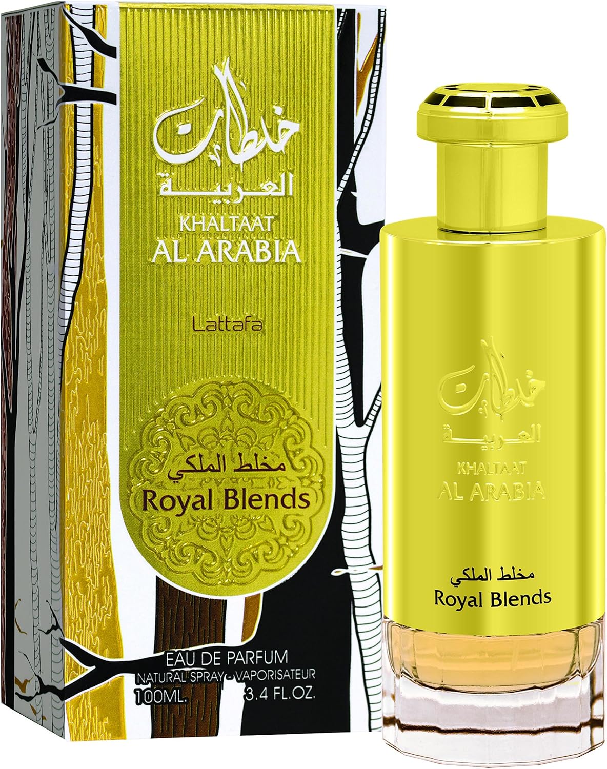 Lattafa Khaltat Al Arabia Royal Blends Gold - Fruity, Spicy, Woody, Amber - Eau de Parfum Spray Long-Lasting Fragrance for Unisex, 3.40 Ounce / 100 ml - Image 1