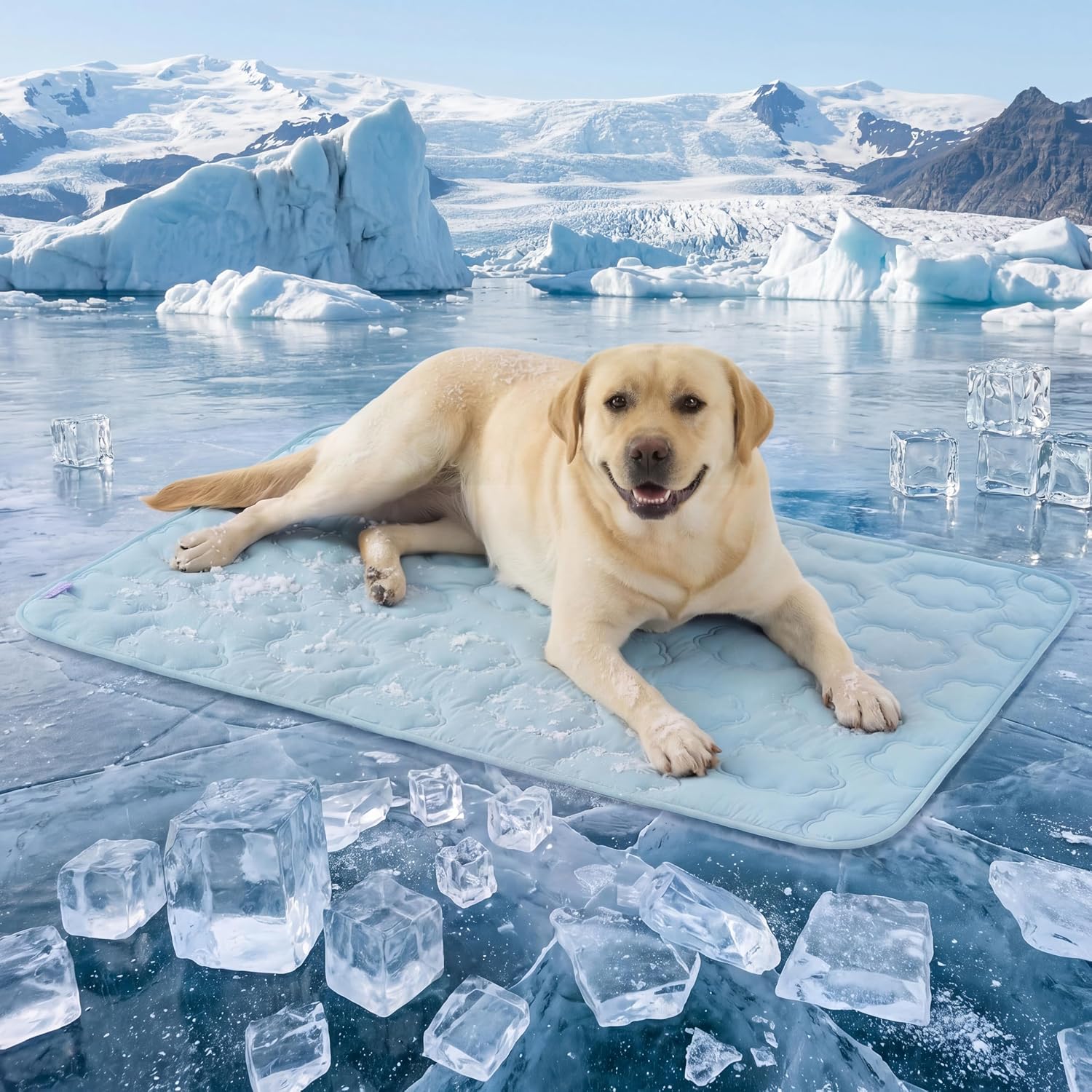 LE SURE dog cooling mat extra large front view on living room floor.