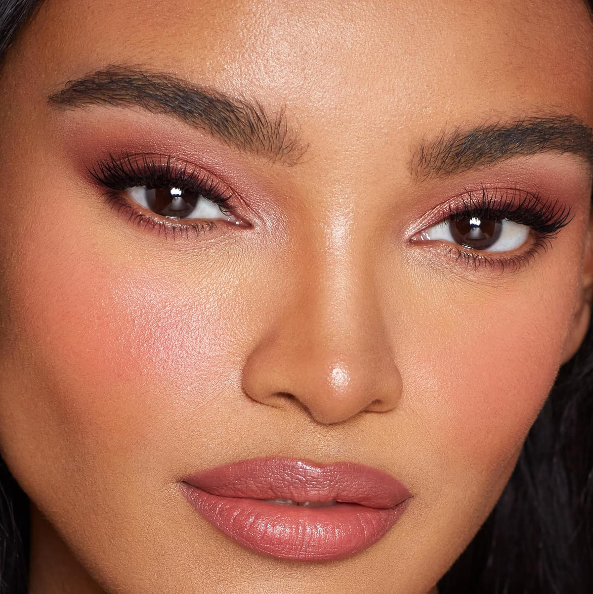 Peach Pop matte blush wand blending demonstration on cheek