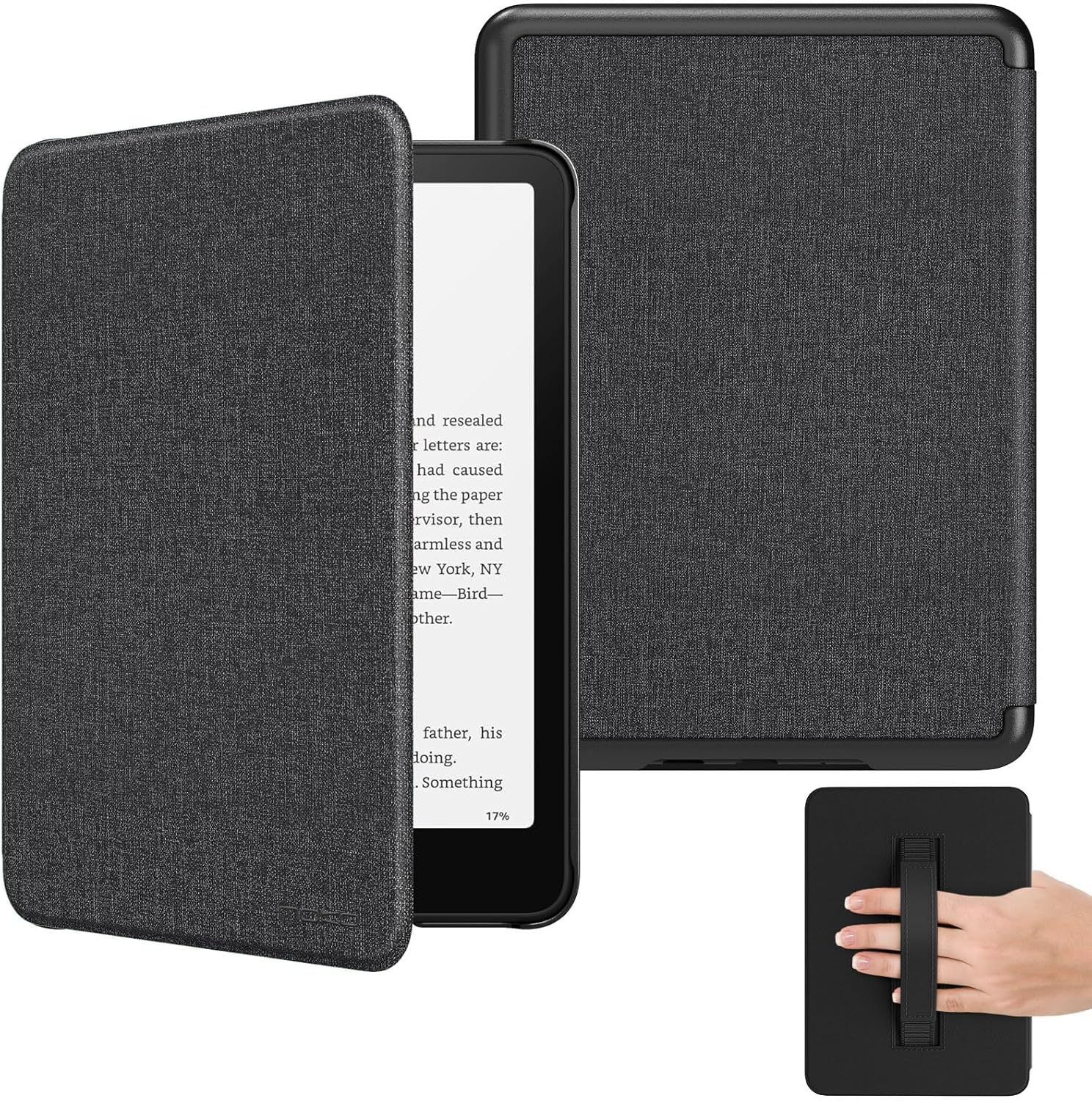 MoKo Denim Black protective case for 2024 Kindle Paperwhite front view