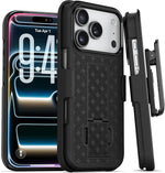 MOTIVE for iPhone 16 Pro max Case with Belt Clip, Rigid, Kickstand | 6.9" | Ranger v1 Series, Black, 360 degrees holster, open-top/open-bottom port access, textured grip, slim - Image 14