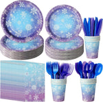 Zachely winter snowflake disposable tableware set front view