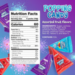 Assorted fruit flavor popping candy individual pouches