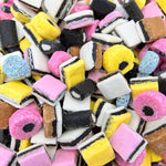 ILIKE! English Licorice Allsorts Candy front view showing the diverse mix of retro sweets