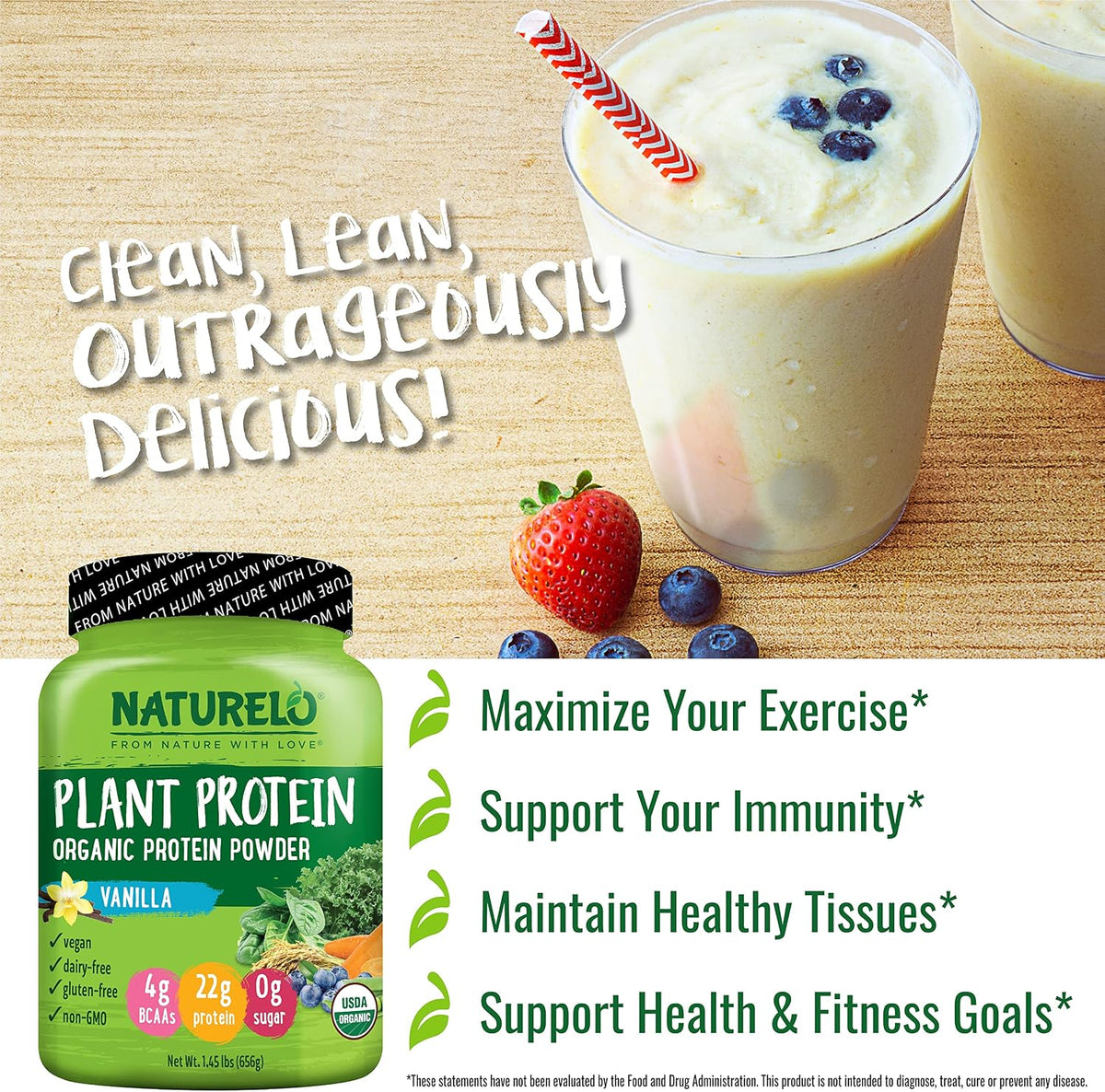 Naturelo plant protein powder nutrition facts and ingredients label