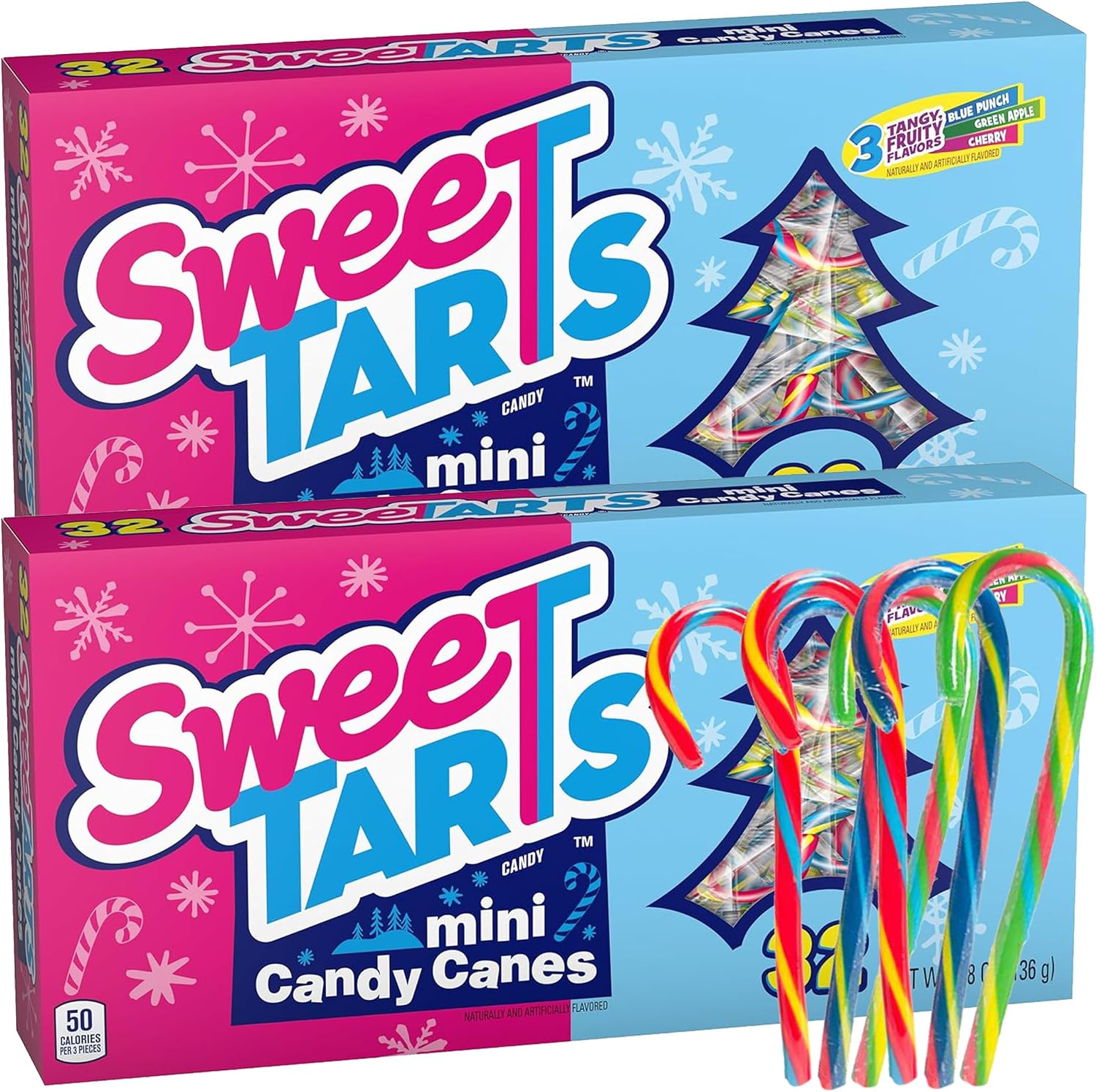 Wonka SweeTarts Mini Holiday Candy Canes front view premium imported Christmas candy