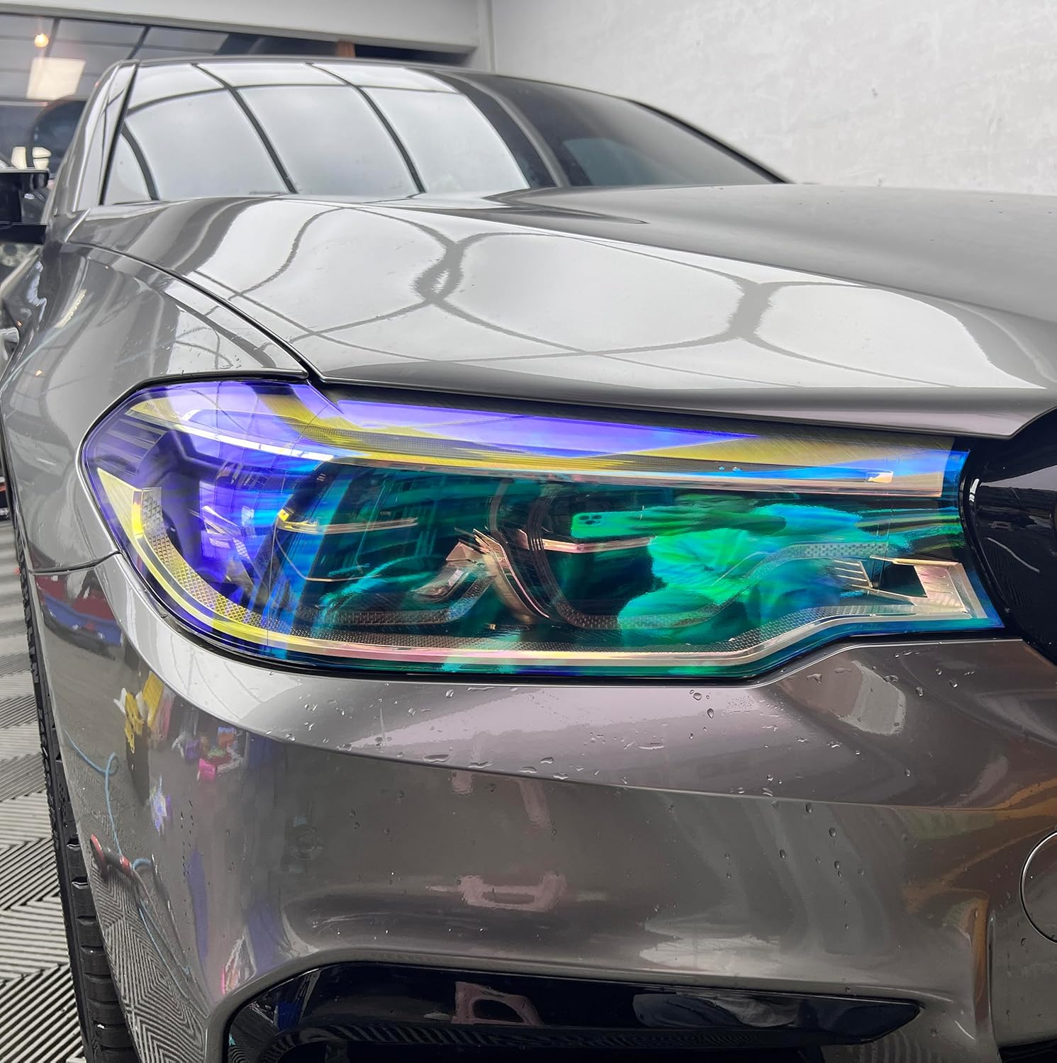 LZLRUN chameleon car headlight tint film sheet front view
