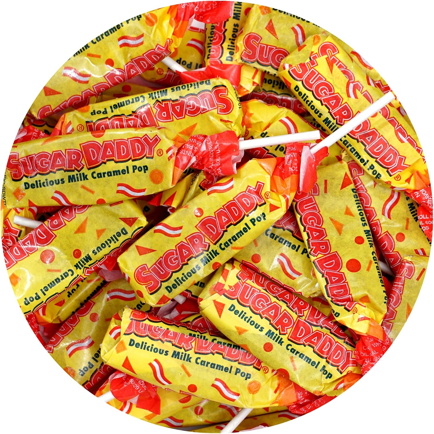 The Hampton Candy Company Sugar Daddy Caramel Lollipops two pound bulk bag front view