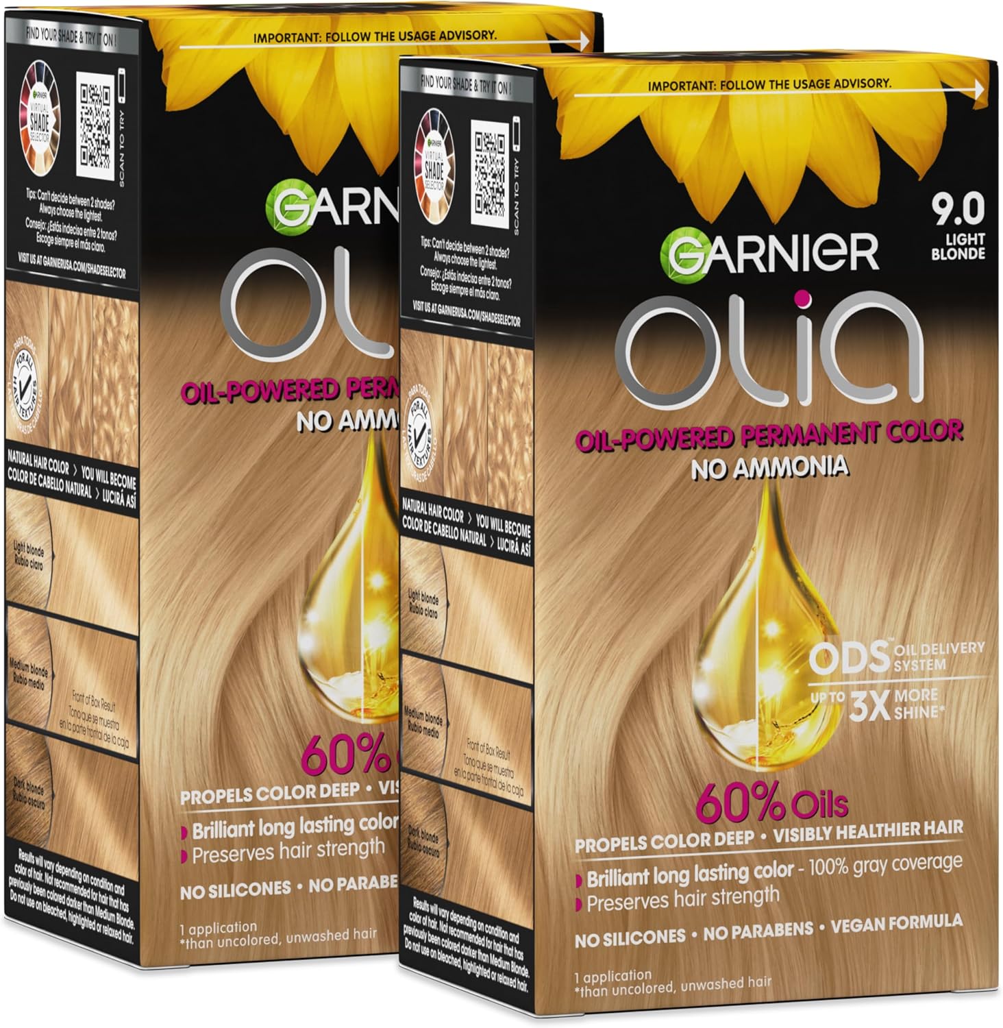 Garnier Olia 9.0 Light Blonde box front view