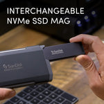 SanDisk Professional 4TB PRO-Blade SSD Mag angled view showing aluminum chassis