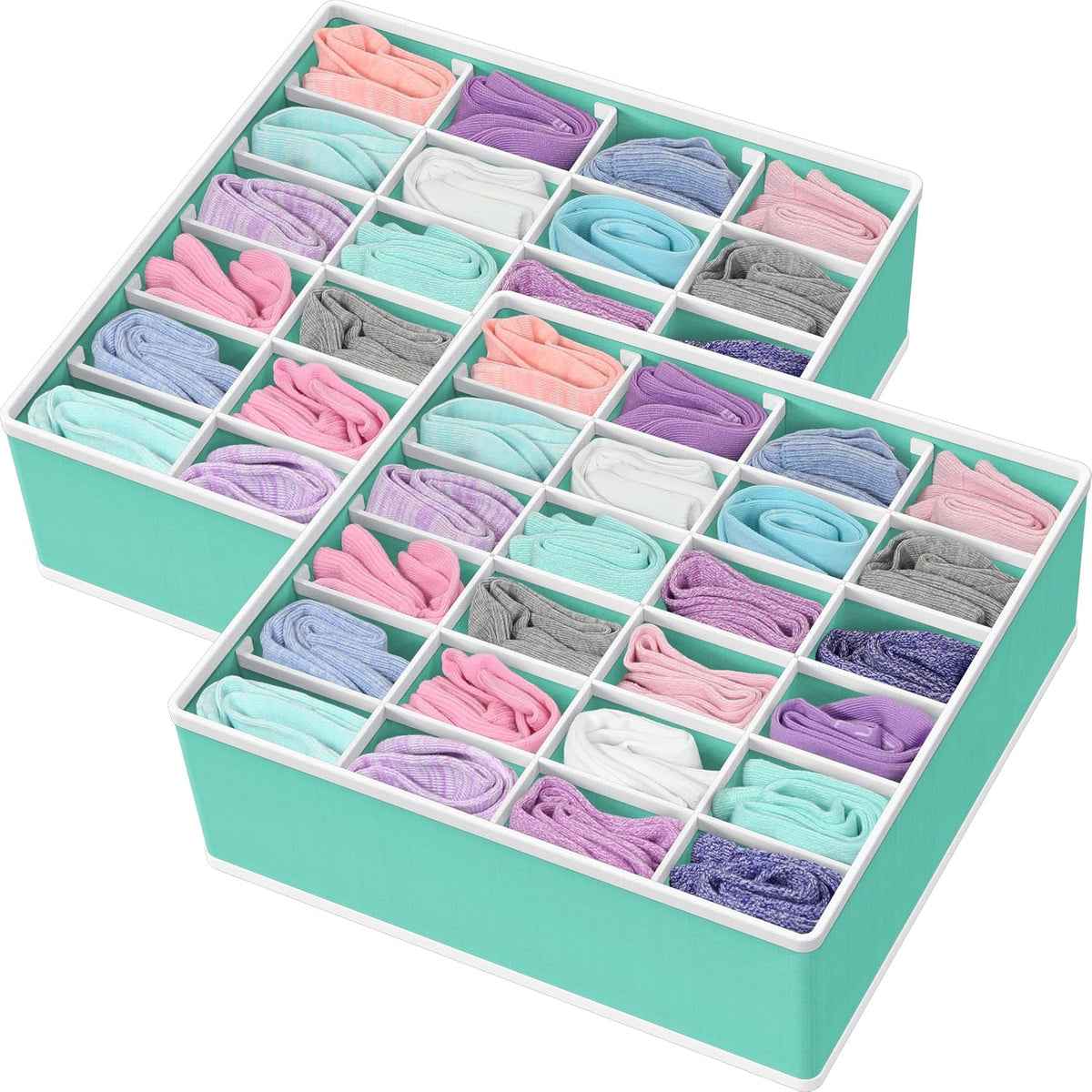 Simple Houseware Sock Drawer Organizer, 3 Pack, Dark Gray | for Dresser/Closet/Bedroom, 2 Pack 24 Cell & 1 Pack 16 Cell - Image 9