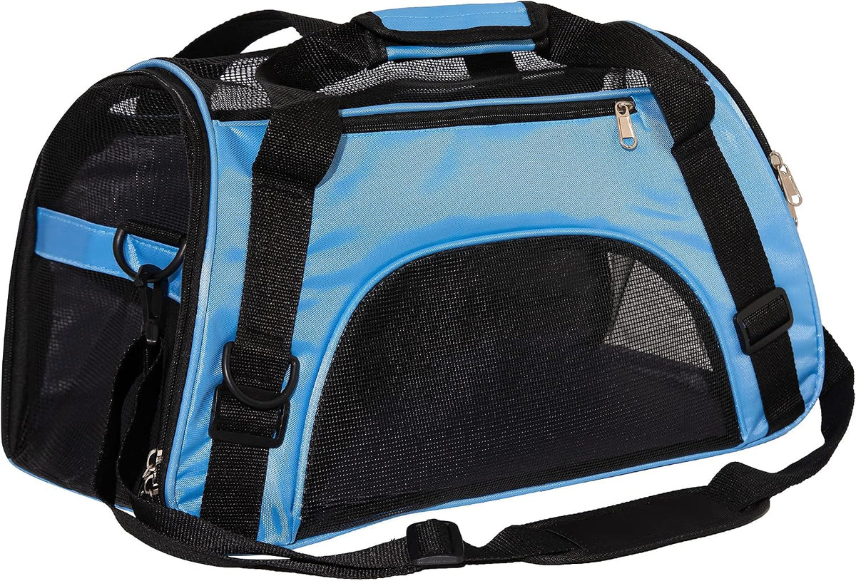 MuchL pet carrier front view in blue