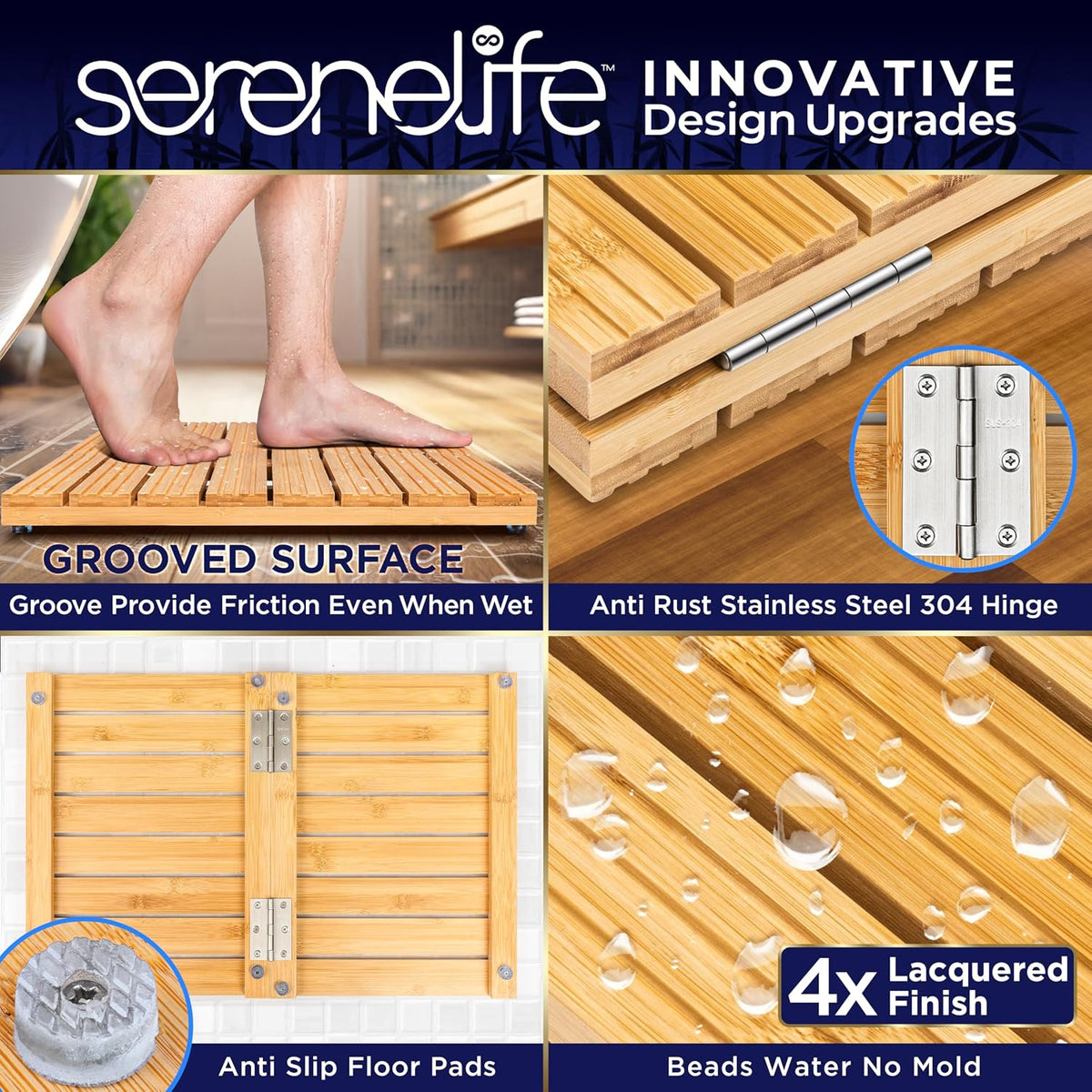 SereneLife non-slip floor mat slatted surface detail