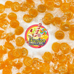 Single unwrapped butterscotch disc showing golden color