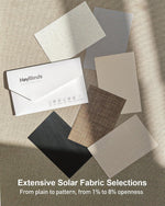 Flame retardant fabric swatches arranged for custom window blind selection