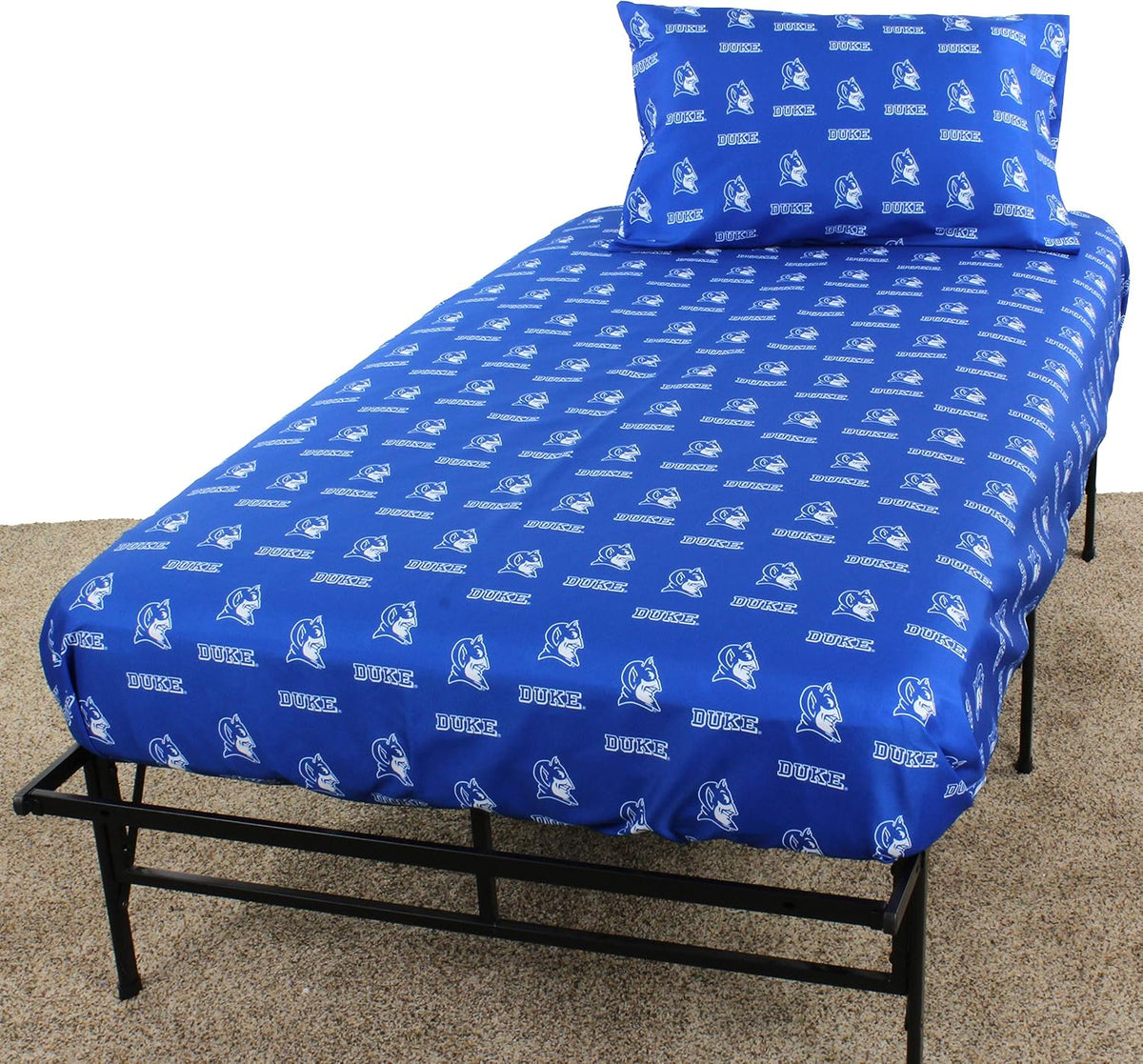 College Covers Duke Blue Devils sheet set front view team colors