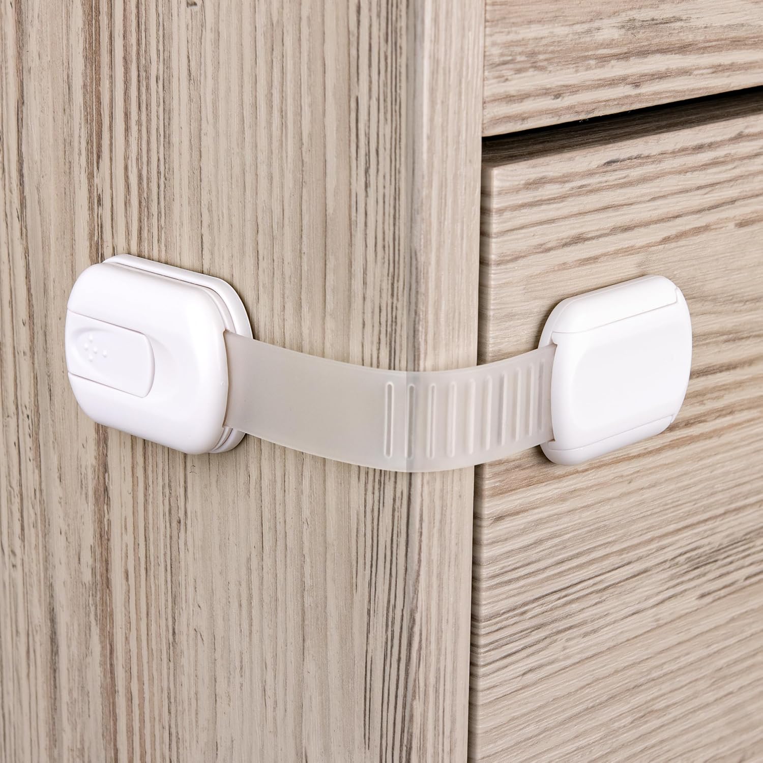 HomeBrella 4-Pack Cabinet Locks front view of packaged baby proofing kit