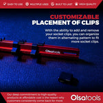 Olsa Tools socket holder rail organized neatly inside a mechanic toolbox drawer