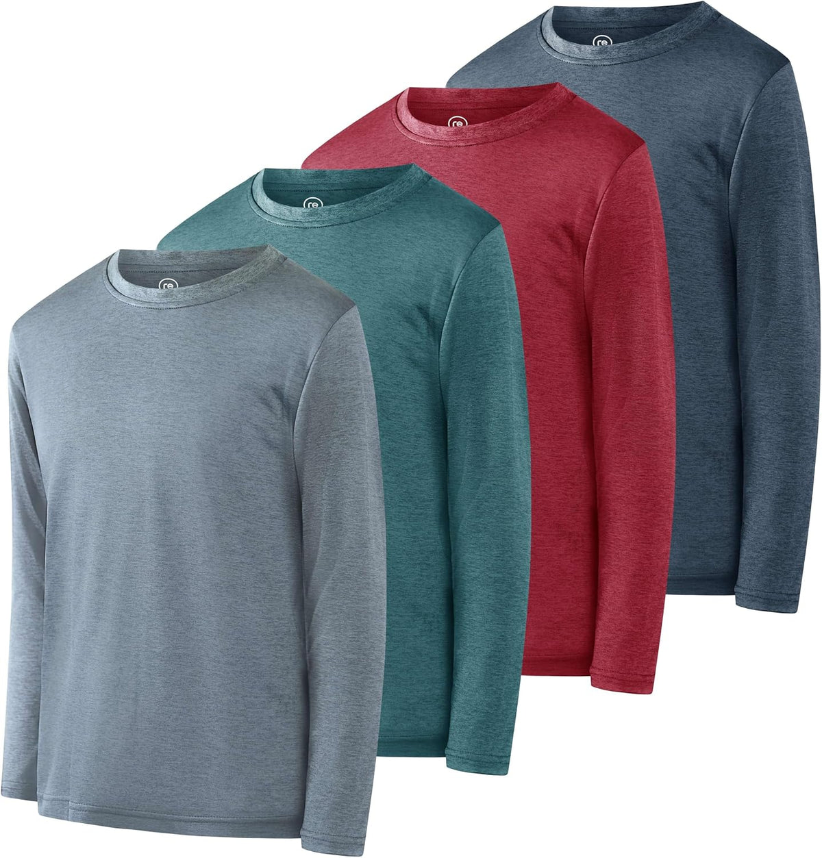 Real Essentials 4 Pack: Boys Youth Dry-Fit Moisture Wicking Active Athletic Performance Long-Sleeve T-Shirt - Image 11
