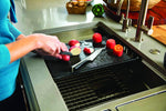 Franke CUW-40S glass cutting board corner bumpers and stainless steel design detail