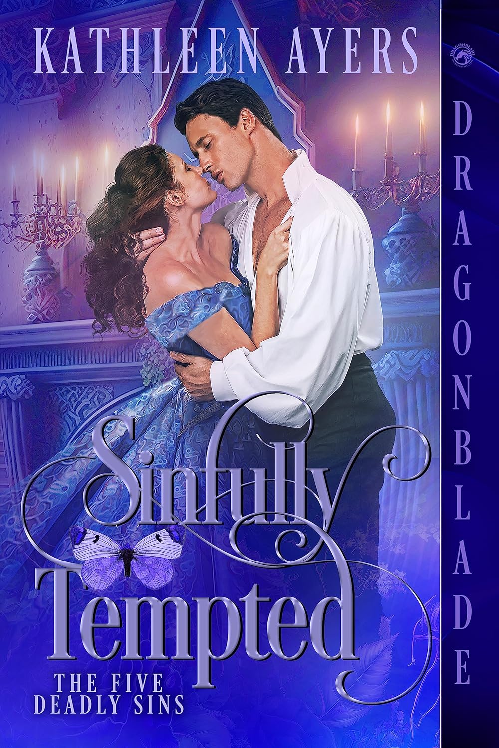 Kathleen Ayers Sinfully Tempted historical romance novel front cover view.