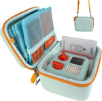 Amiumuca hard travel case for Yoto Mini showing the light green hard exterior shield