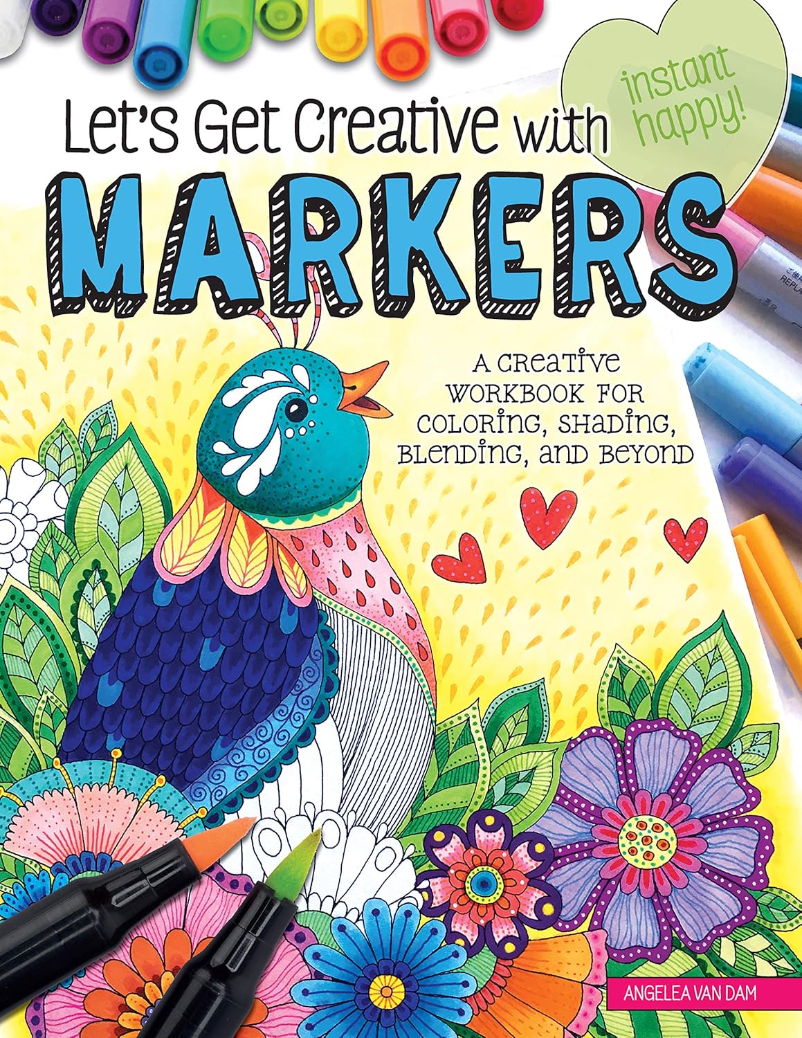 Let's Get Creative with Markers: A Creative Workbook for Coloring, Shading, Blending, and Beyond (Design Originals) Beginner's Guide with Step-by-Step Instructions, from Hello Angel (Instant Happy!) - Image 1