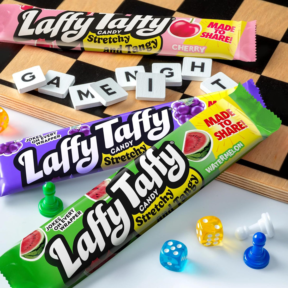 Laffy Taffy Stretchy & Tangy Variety Candy Box, Grape, Watermelon, and Cherry Flavors, 1.5 Ounce Bars (Pack of 24) | Variety Box, Pack of 24 - Image 9