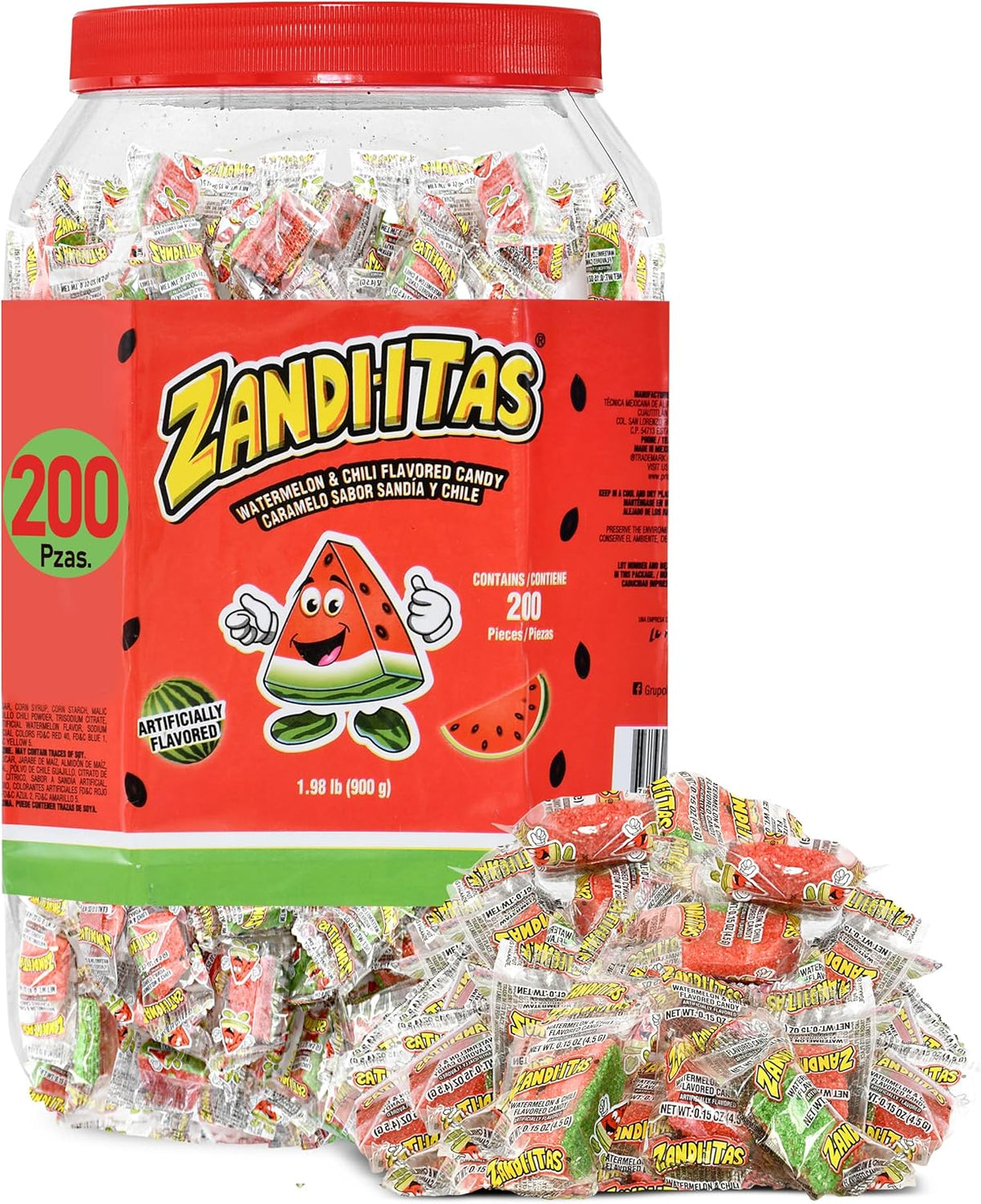 Zandiitas Watermelon Candy 100 Pcs - Authentic Mexican Spicy & Sweet Dulces - Bulk Pack for Piatas, Party Favors, Hispanic Candy Bowls & Traditional Mexican Treats - Image 9