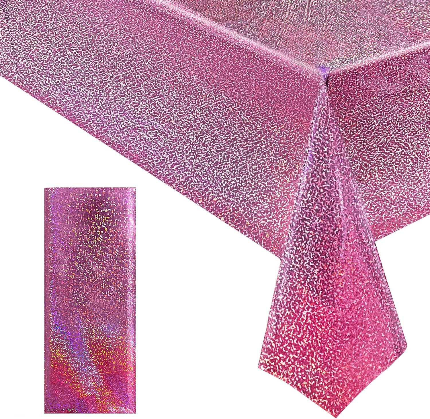Byojia pink holographic laser tablecloth front view